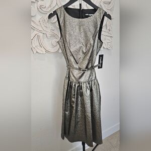 NWT Karl Lagerfeld Elegant Metallic Sleeveless Drop Waist Dress - Stunning! Sz 2